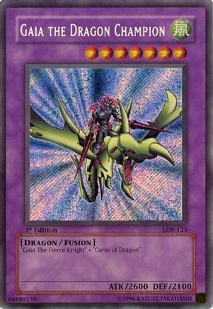 Gaia the Dragon Champion The Legend of Blue Eyes White Dragon LOB-125 Lightly Played Secret Rare English Unlimited