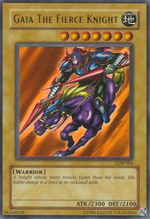 Gaia The Fierce Knight The Legend of Blue Eyes White Dragon LOB-006 Damaged Ultra Rare English Unlimited