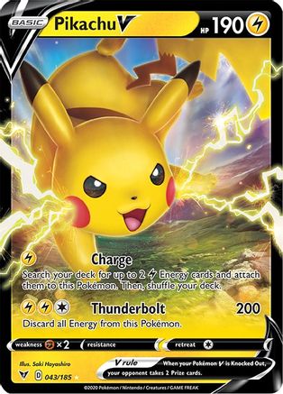 Pikachu V SWSH04: Vivid Voltage 043/185 Near Mint Ultra Rare English Holofoil