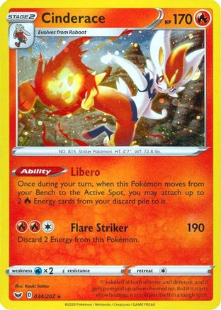 Cinderace - 034/202 (Cosmos Holo) Miscellaneous Cards & Products 034/202 Near Mint Rare English Holofoil