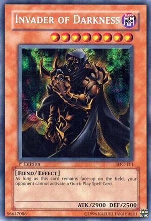 Invader of Darkness Invasion of Chaos IOC-111 Near Mint Secret Rare English Unlimited