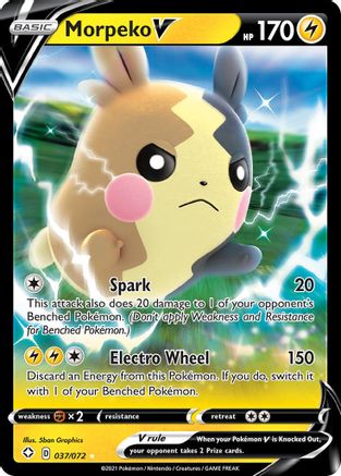 Morpeko V Shining Fates 037/072 Near Mint Ultra Rare English Holofoil