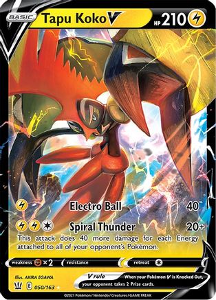 Tapu Koko V SWSH05: Battle Styles 050/163 Near Mint Ultra Rare English Holofoil