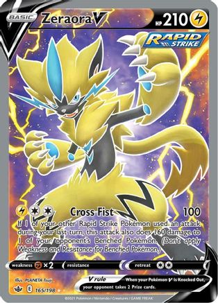 Zeraora V (Full Art) SWSH06: Chilling Reign 165/198 Near Mint Ultra Rare English Holofoil