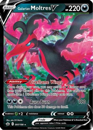 Galarian Moltres V SWSH06: Chilling Reign 097/198 Near Mint Ultra Rare English Holofoil