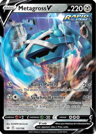 Metagross V SWSH06: Chilling Reign 112/198 Near Mint Ultra Rare English Holofoil