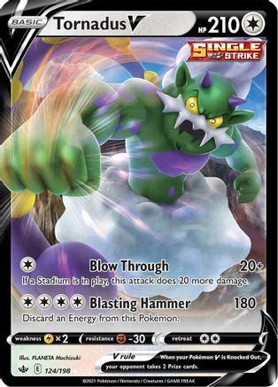 Tornadus V SWSH06: Chilling Reign 124/198 Near Mint Ultra Rare English Holofoil