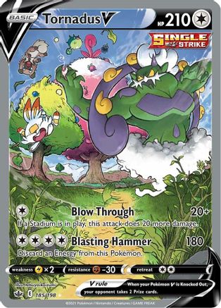 Tornadus V (Alternate Full Art) SWSH06: Chilling Reign 185/198 Near Mint Ultra Rare English Holofoil