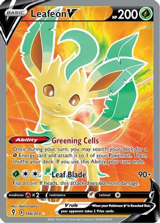 Leafeon V (Full Art) SWSH07: Evolving Skies 166/203 Near Mint Ultra Rare English Holofoil