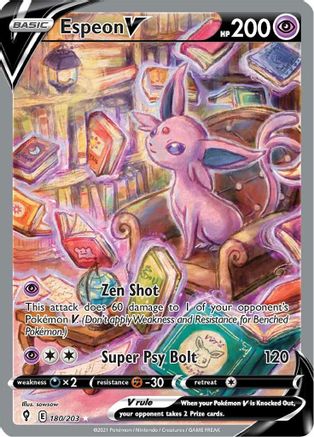 Espeon V (Alternate Full Art) SWSH07: Evolving Skies 180/203 Near Mint Ultra Rare English Holofoil