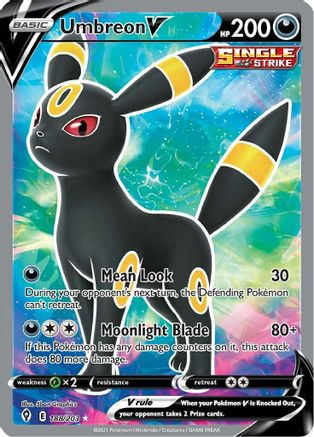 Umbreon V (Full Art) SWSH07: Evolving Skies 188/203 Near Mint Ultra Rare English Holofoil