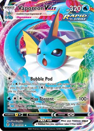 Vaporeon VMAX SWSH07: Evolving Skies 030/203 Near Mint Ultra Rare English Holofoil