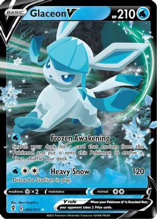 Glaceon V SWSH07: Evolving Skies 040/203 Near Mint Ultra Rare English Holofoil