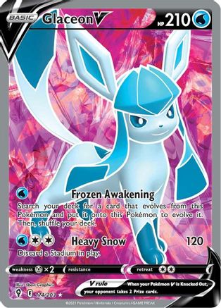 Glaceon V (Full Art) SWSH07: Evolving Skies 174/203 Near Mint Ultra Rare English Holofoil