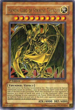 Hamon, Lord of Striking Thunder Shadow of Infinity SOI-EN002 Lightly Played Ultra Rare English 1st Edition