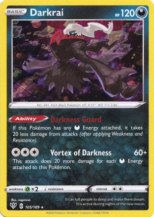 Darkrai - 105/189 (Cosmos Holo) Miscellaneous Cards & Products 105/189 Near Mint Rare English Holofoil