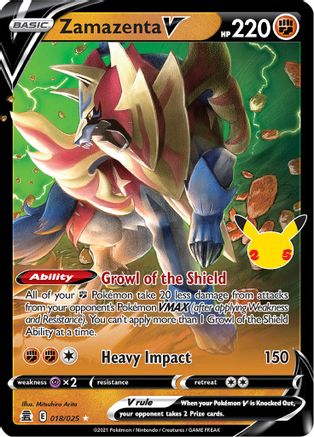 Zamazenta V Celebrations 018/025 Near Mint Ultra Rare English Holofoil