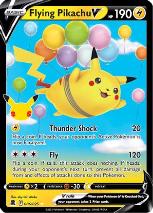 Flying Pikachu V Celebrations 006/025 Near Mint Ultra Rare English Holofoil