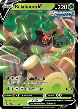 Rillaboom V 022/264 Fusion Strike Ultra Rare Near Mint  English