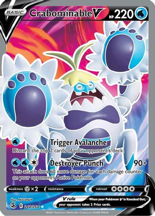 Crabominable V (Full Art) SWSH08: Fusion Strike 248/264 Near Mint Ultra Rare English Holofoil