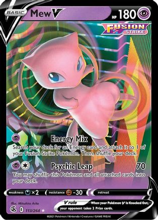 Mew V SWSH08: Fusion Strike 113/264 Near Mint Ultra Rare English Holofoil