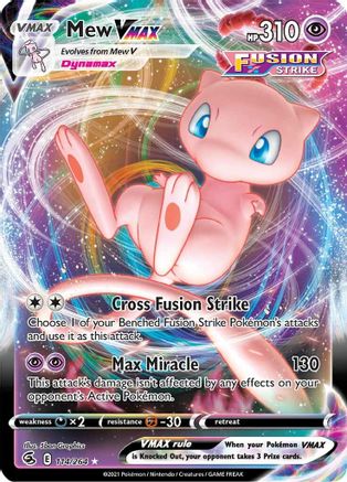 Mew VMAX SWSH08: Fusion Strike 114/264 Near Mint Ultra Rare English Holofoil