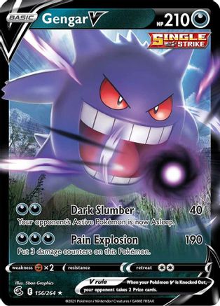 Gengar V SWSH08: Fusion Strike 156/264 Near Mint Ultra Rare English Holofoil