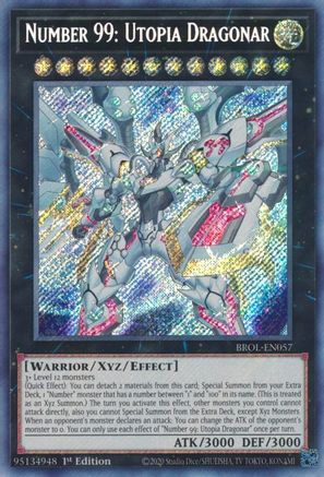 Number 99: Utopia Dragonar Brothers of Legend BROL-EN057 Near Mint Secret Rare English 1st Edition