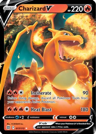 Charizard V SWSH09: Brilliant Stars 017/172 Near Mint Ultra Rare English Holofoil