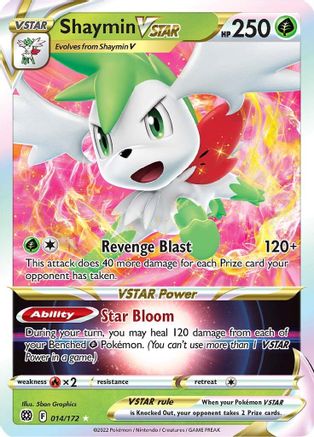 Shaymin VSTAR SWSH09: Brilliant Stars 014/172 Near Mint Ultra Rare English Holofoil