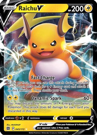 Raichu V SWSH09: Brilliant Stars 045/172 Near Mint Ultra Rare English Holofoil