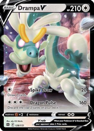 Drampa V SWSH09: Brilliant Stars 128/172 Near Mint Ultra Rare English Holofoil