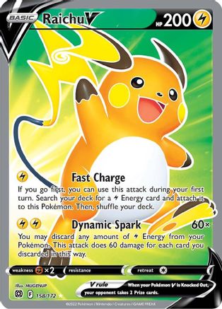 Raichu V (Full Art) SWSH09: Brilliant Stars 158/172 Near Mint Ultra Rare English Holofoil