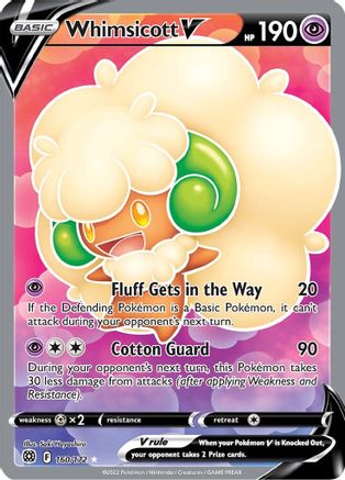 Whimsicott V (Full Art) SWSH09: Brilliant Stars 160/172 Near Mint Ultra Rare English Holofoil