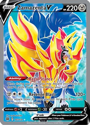 Zamazenta V (Full Art) SWSH09: Brilliant Stars 163/172 Near Mint Ultra Rare English Holofoil