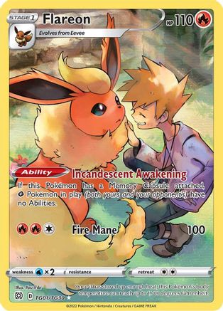 Flareon SWSH09: Brilliant Stars Trainer Gallery TG01/TG30 Near Mint Ultra Rare English Holofoil