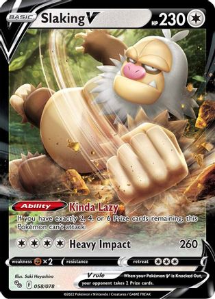 Slaking V Pokemon GO 058/078 Near Mint Ultra Rare English Holofoil