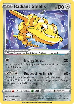 Radiant Steelix SWSH11: Lost Origin 124/196 Near Mint Radiant Rare English Holofoil