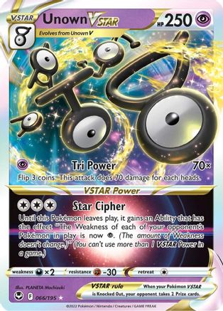 Unown VSTAR SWSH12: Silver Tempest 066/195 Near Mint Ultra Rare English Holofoil