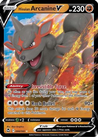 Hisuian Arcanine V 090/195 Silver Tempest Ultra Rare Near Mint  English