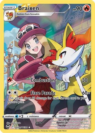 Braixen TG01/TG30 Silver Tempest Holo Rare Near Mint  English