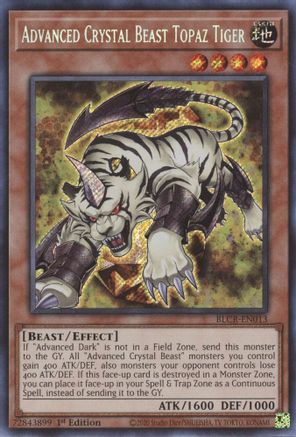 Advanced Crystal Beast Topaz Tiger Battles of Legend: Crystal Revenge BLCR-EN013 Near Mint Secret Rare English 1st Edition