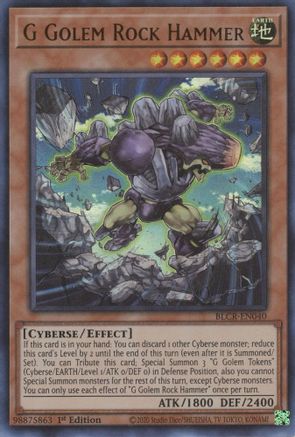 G Golem Rock Hammer Battles of Legend: Crystal Revenge BLCR-EN040 Near Mint Ultra Rare English 1st Edition