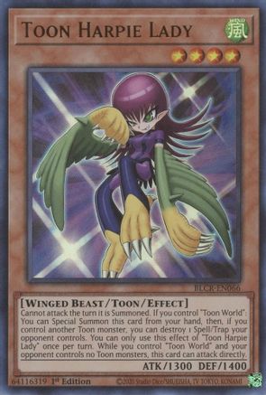 Toon Harpie Lady Battles of Legend: Crystal Revenge BLCR-EN066 Near Mint Ultra Rare English 1st Edition