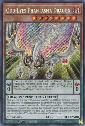 Odd-Eyes Phantasma Dragon Battles of Legend: Crystal Revenge BLCR-EN075 Near Mint Secret Rare English 1st Edition