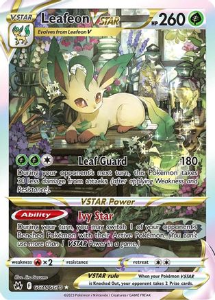 Leafeon VSTAR Crown Zenith: Galarian Gallery GG35/GG70 Near Mint Ultra Rare English Holofoil