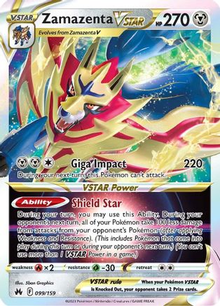 Zamazenta VSTAR 099/159 Crown Zenith Ultra Rare Near Mint  English