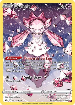 Diancie Crown Zenith: Galarian Gallery GG13/GG70 Near Mint Ultra Rare English Holofoil