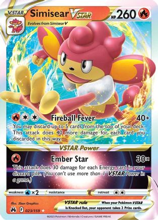 Simisear VSTAR 023/159 Crown Zenith Ultra Rare Near Mint  English