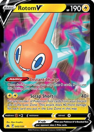 Rotom V 045/159 Crown Zenith Ultra Rare Near Mint  English